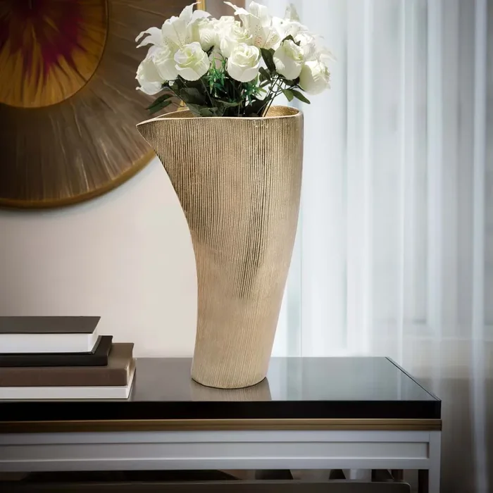 Blu from Sabavi Home Corinth Gold Metal Vase