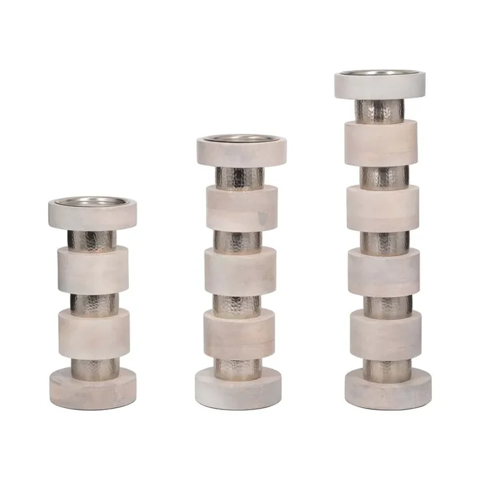 Blu from Sabavi Home Hollis Wood Candlesticks Holder, Set of 3