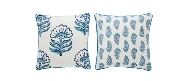 Blue Block Print Pillows