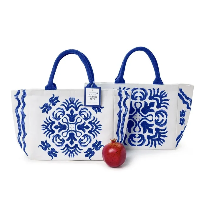 Blue Tile Block Thermal Lunch Tote