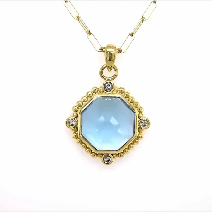 Blue Topaz with Diamonds on Paperclip Necklace – Mazza