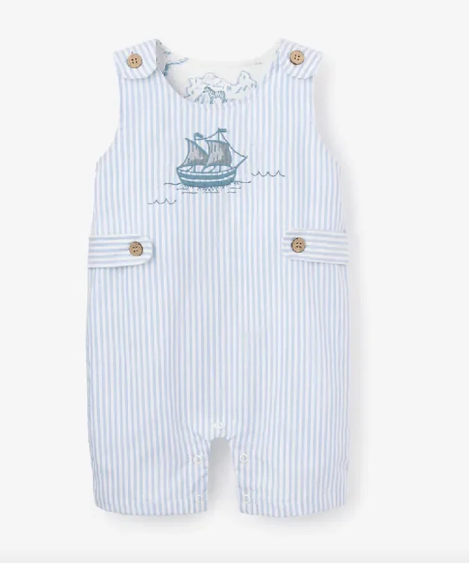 Boat Embroidered Oxford Stripe Jon Jon 9-12 M – Elegant Baby