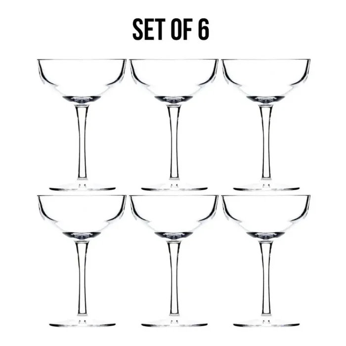 Bold Drinkware Revel Polycarbonate Coupe, Set of 6