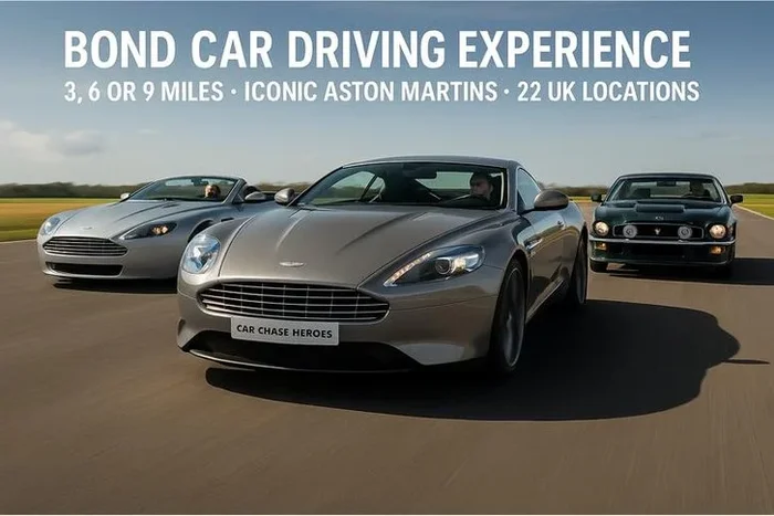 Bond Car Driving Experience – 3, 6 or 9 Miles – Iconic Aston Martins – 22 UK Locations – Car Chase Heroes