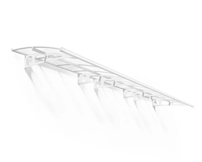 Bordeaux 5 ft. x 21 ft. Door Awning Kit – White Structure & clear Panels
