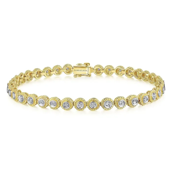 Bracelet designed with bezel set diamonds 14k yellow gold- Gabriel & Co.