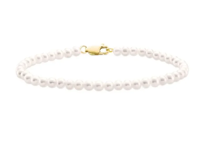 Bracelet with single strand of fresh water pearls 14kt yellow gold – mastoloni