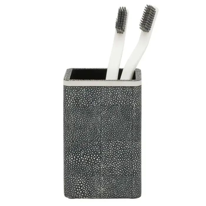 Bradford Faux Shagreen Brush Holder (Cool Gray/Silver)
