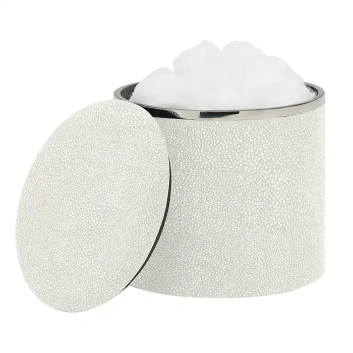 Bradford Faux Shagreen Canister (Blanc/Silver)