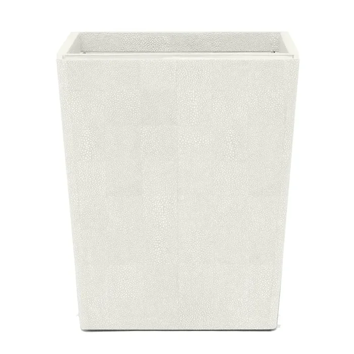 Bradford Faux Shagreen Square Waste Basket (Blanc/Gold)