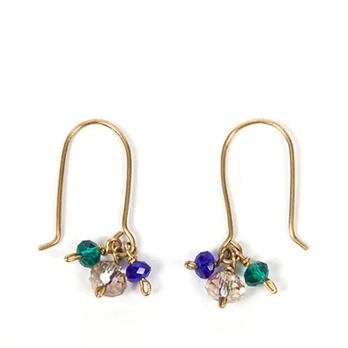Brass temple bead earrings – sea