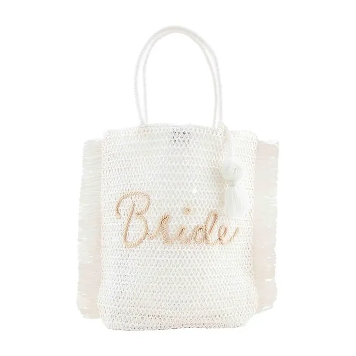 Bride Straw Tote • White