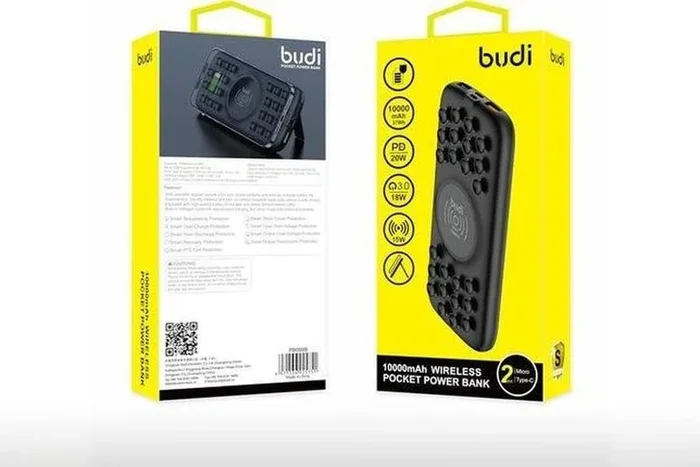 Budi 10000mAh 12-in-1 Wireless Charger Power Bank – Fast Charging, Universal Compatibility, Ultra-Portable