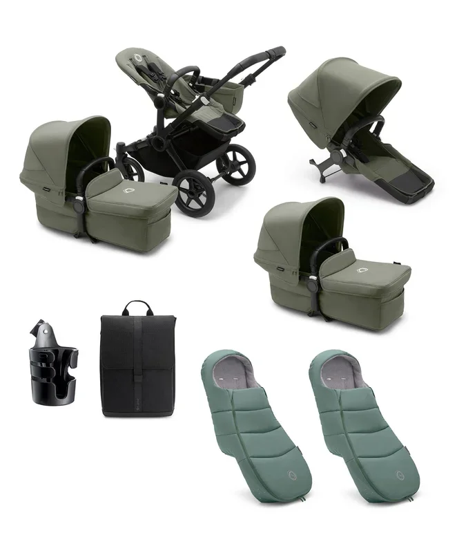 Bugaboo Donkey 5 Twin Pushchair Essential Bundle – Forest Green