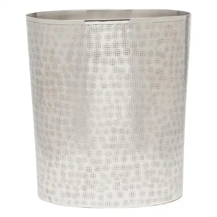 Buren Shiny Nickel Oval Waste Basket