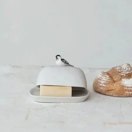 Butter Dish with Bird Shaped Handle