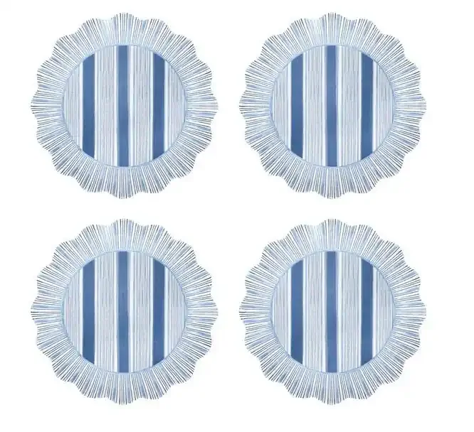 Cabana Stripe Dessert/Salad Plate Set of 4 – Ocean- Juliska