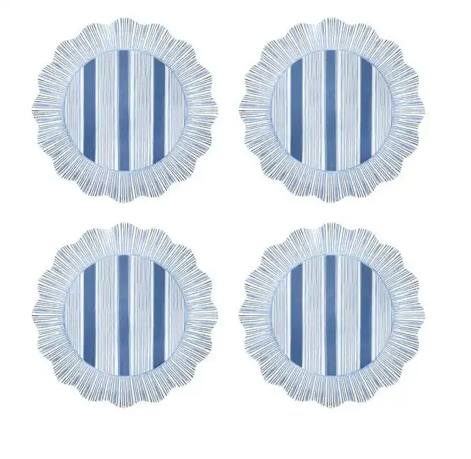 Cabana Stripe Melamine Dinner Plate Set of 4 – Ocean – Juliska