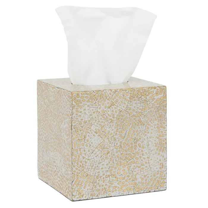 Callas Lacquered Tissue Box (Gold/White)