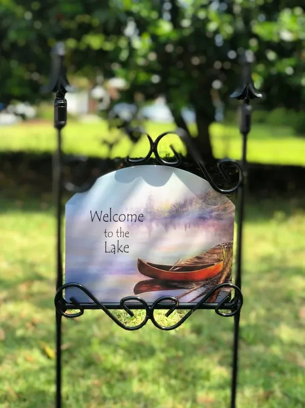 Canoe Welcome to the Lake Garden Sign