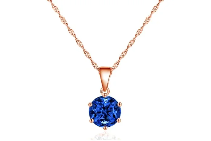 Captivating Rose Gold Simulated Sapphire Pendant