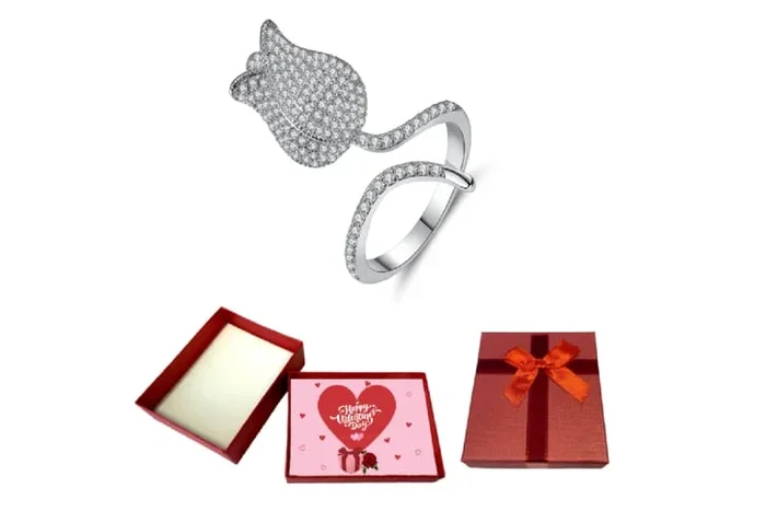 Captivating Sparkle: Tulip Open Ring & Valentine’s Surprise Box