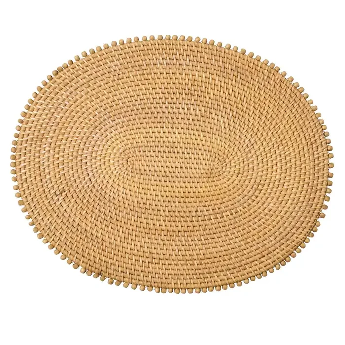 Cassia Natural Rattan/Wood Placemats Set Of 4 (Oval)