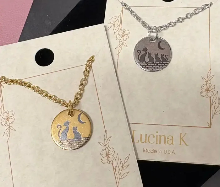 Cat + Kittens Necklace, many options