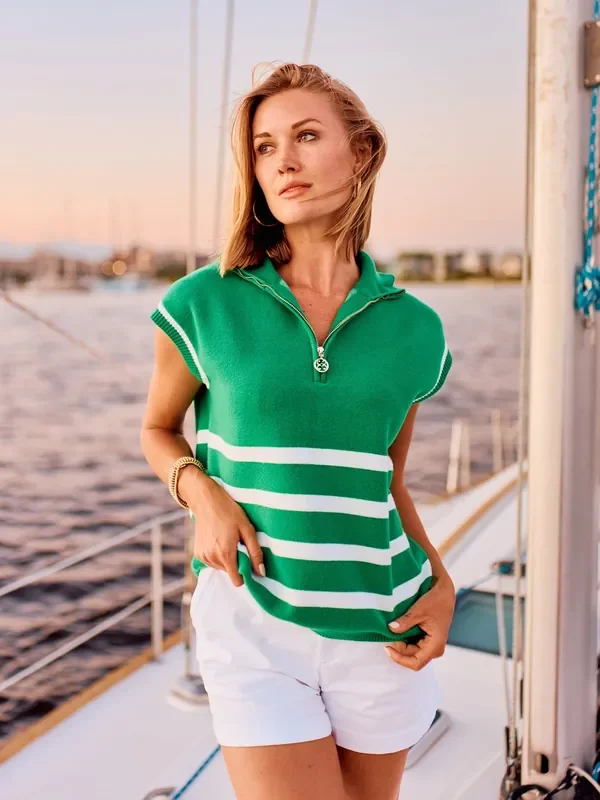 Celia Sweater Green Stripe