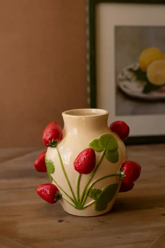 Ceramic Strawberries Vase