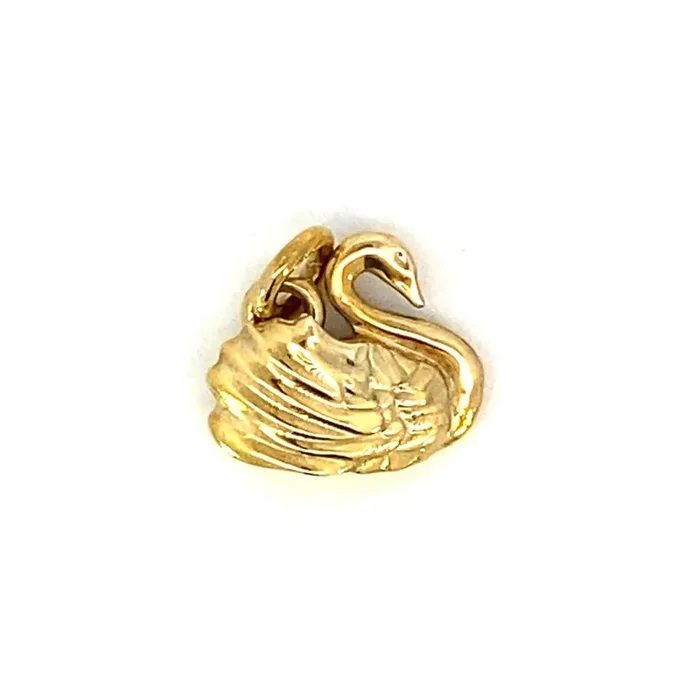 Charm swan heavy relief yellow gold-plate