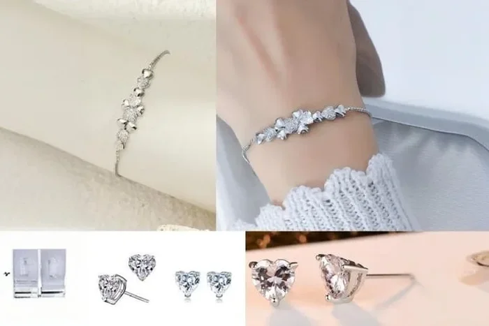 Charming Linked Heart Bracelet & Earrings Set
