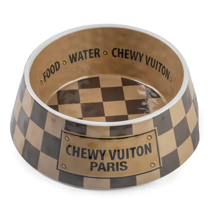 Checker Chewy Vuiton Dog Bowl • Large