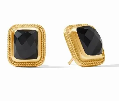 Cheval Gold Stone Stud Earring – Obsidian Black – Julie Vos