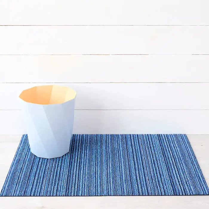 Chilewich Skinny Stripe Shag Floor Mats (Ocean)