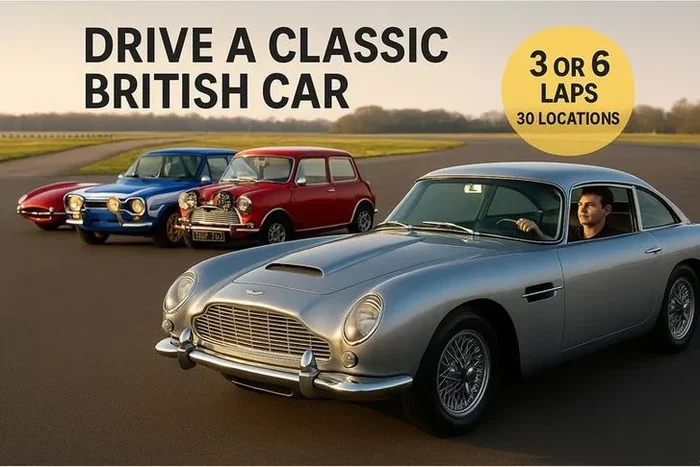 Classic British Car Driving Experience – 3, 6 or 9 Laps | Choice of Iconic Cars | 30 UK Locations | Car Chase Heroes