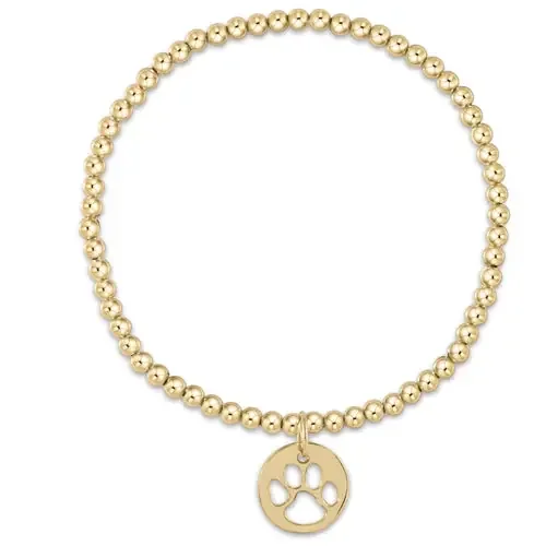 classic gold 3mm bead bracelet – paw print