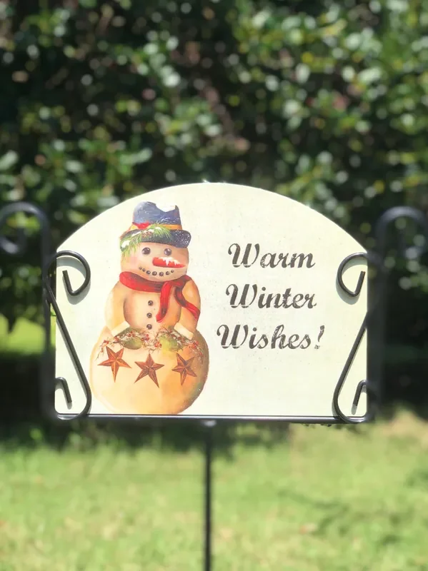 Coal Cracker Snowman Garden Sign