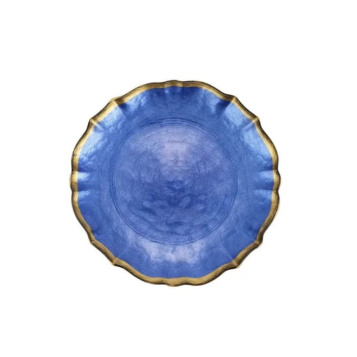 Cobalt Cocktail Plate-Baroque Glass