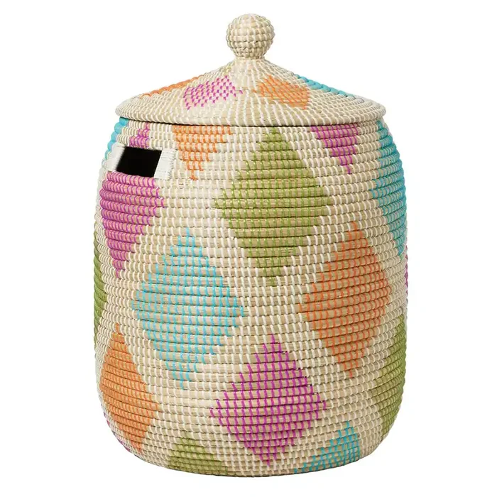 Cora Multicolor Seagrass Hamper (Small)