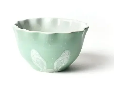 Coton Colors Sage Speckled Rabbit Ears Ruffle Appetizer Bowl