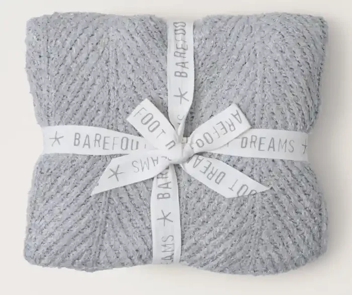 Cozy Shine Herringbone Blanket 45×60 – Silver Sky – Barefoot Dreams