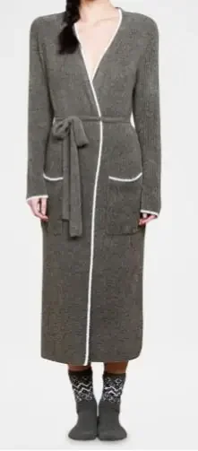 CozyChic Lite® Contrast Ribbed Robe – Olive Branch/Pearl – Barefoot Dreams