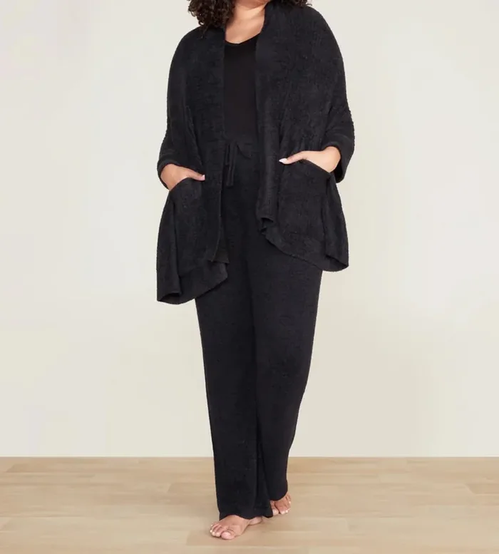 CozyChic Lite® Travel Shawl – Black – One Size – Barefoot Dreams