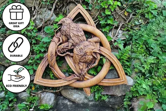 Crows on Magic Knot Resin Garden Ornament – Elegant Outdoor Sculpture for Patio & Garden Décor