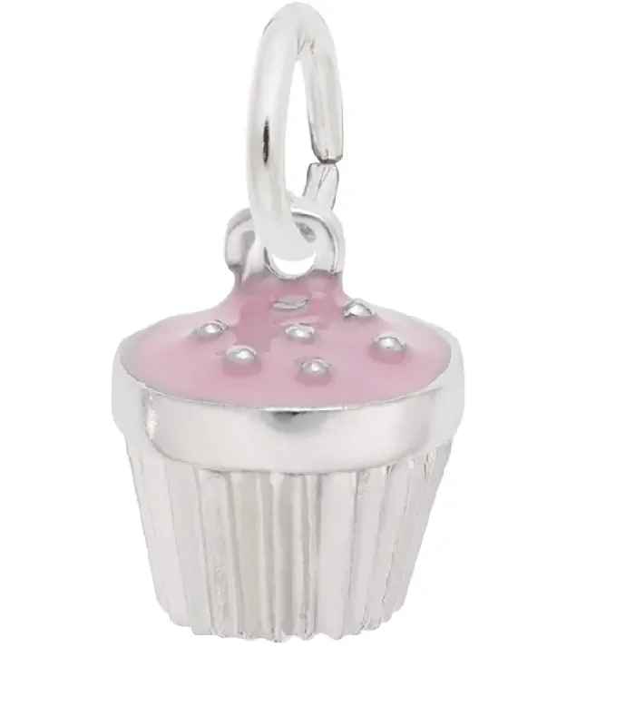 Cupcake with Pink Icing Charm Sterling Silver – Rembrandt Charms
