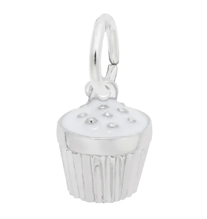 Cupcake with White Icing Charm Sterling Silver – Rembrandt Charms