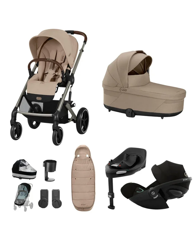 Cybex Balios Pushchair Bundle with Cybex Cloud G i-Size Rotating Car Seat (7 Pieces) – Almond Beige