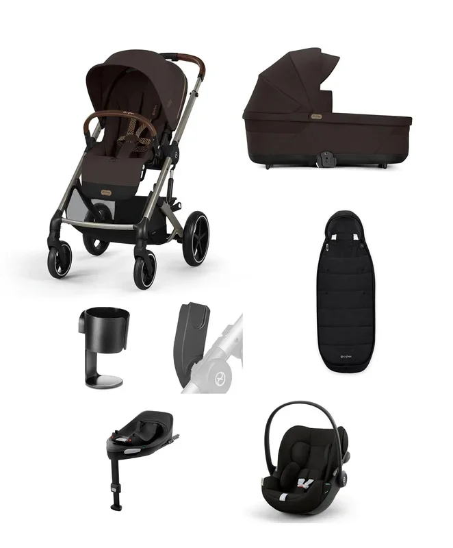 Cybex Balios S Lux Pushchair Bundle With Cybex Cloud G i-Size Rotating Baby Car Seat & Base (7 Pieces) – Chocolate Brown