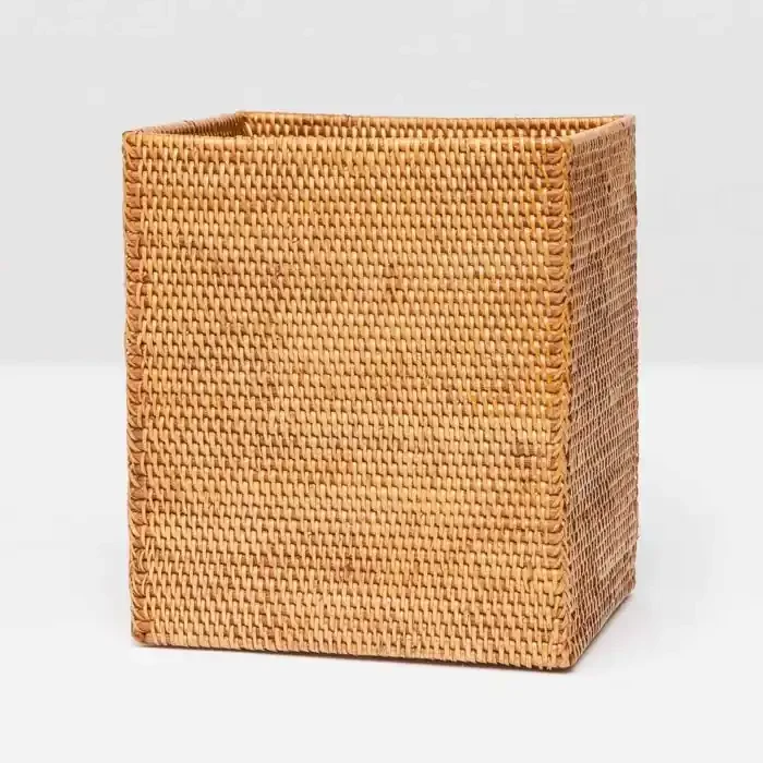 Dalton Brown Rattan Rectangular Waste Basket, Tapered